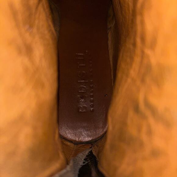 Bed|Stu Women’s 7 Tan Leather Woven Wedge Ankle Boots Boho Artisan Style - Picture 9 of 9